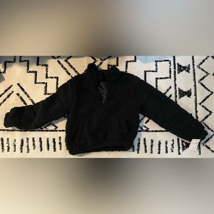SAGE black half zip teddy jacket